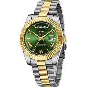 Men's Gold Silver Green   Stain Steel Analog Classic Design Stylish Wrist  Watch